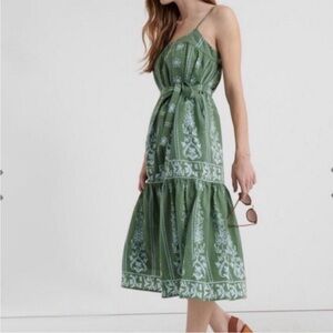 Lucky Brand Green Boho Cottagecore Maxi Cotton Blend Dress